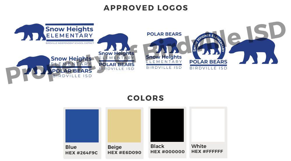 Birdville ISD logos and approved colors. Contact district for logos and details. 